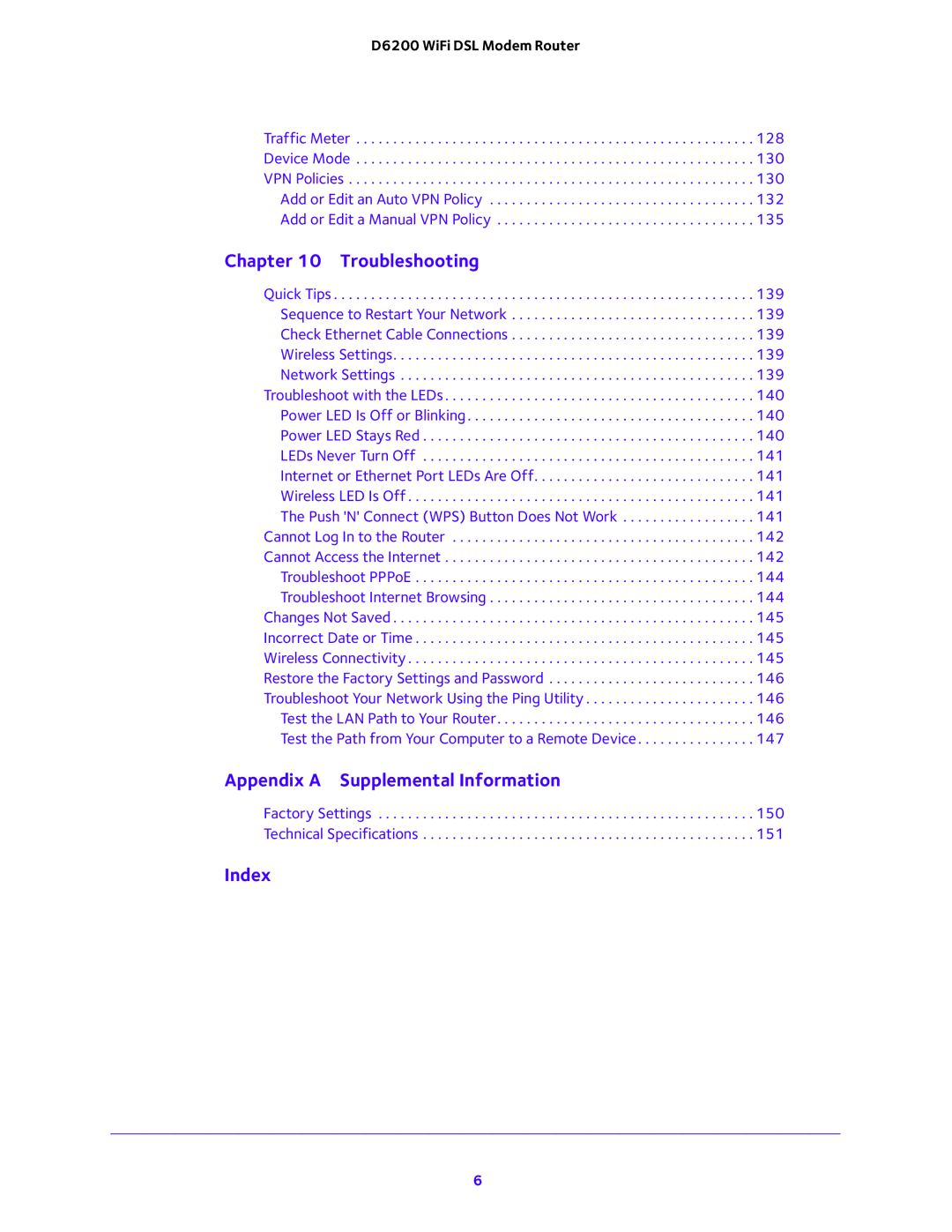 NETGEAR D6200 user manual Appendix a Supplemental Information 