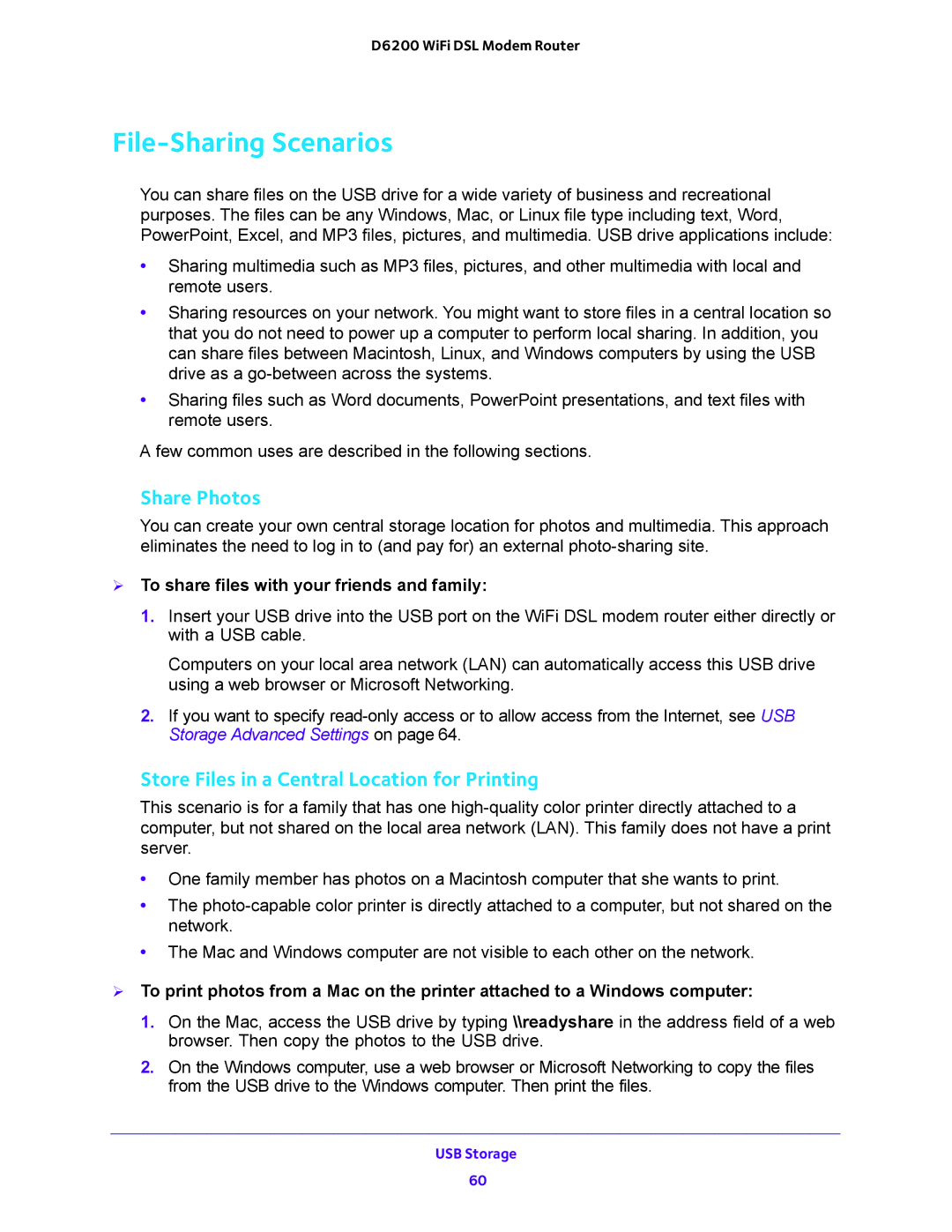 NETGEAR D6200 user manual File-Sharing Scenarios,  To share files with your friends and family 