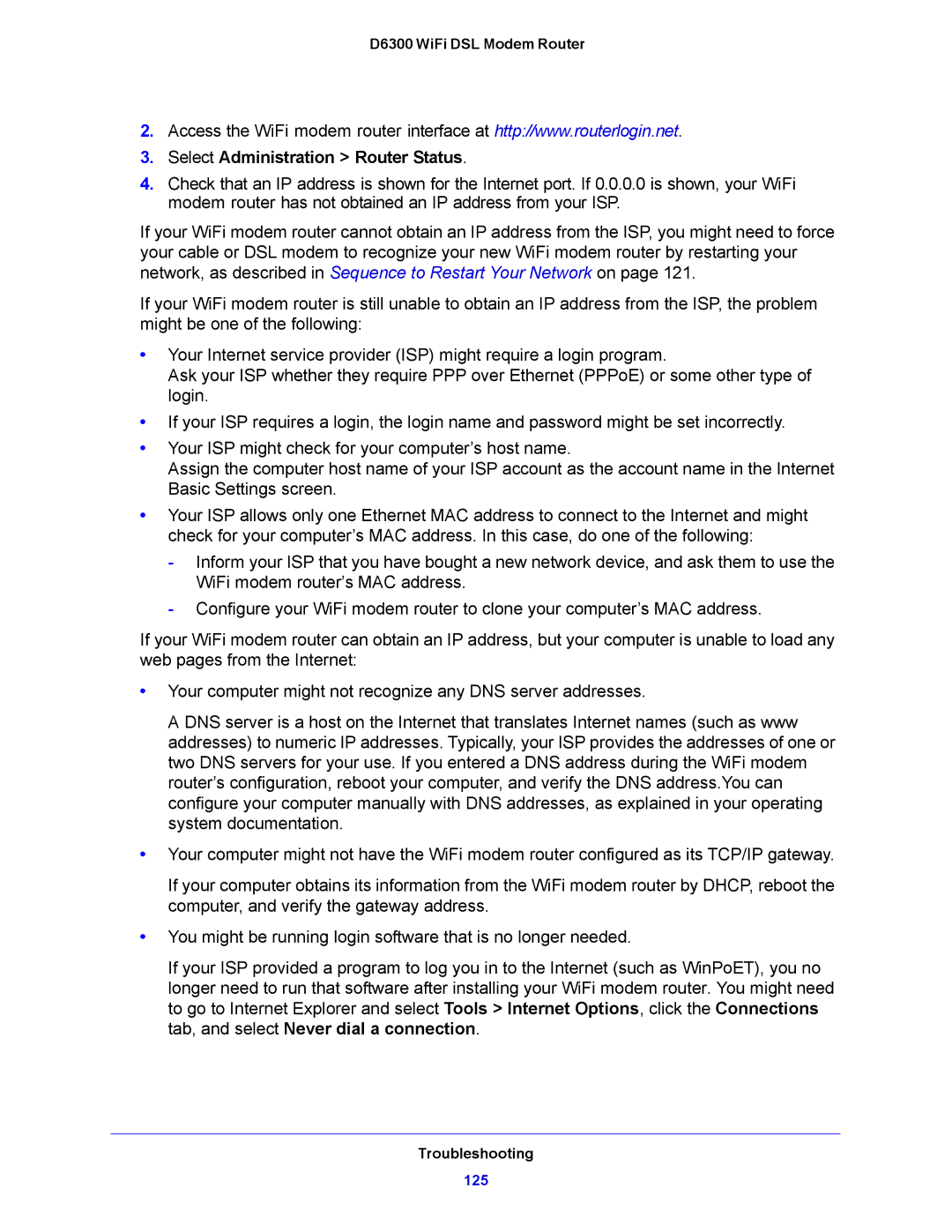 NETGEAR D6300 user manual Select Administration Router Status 