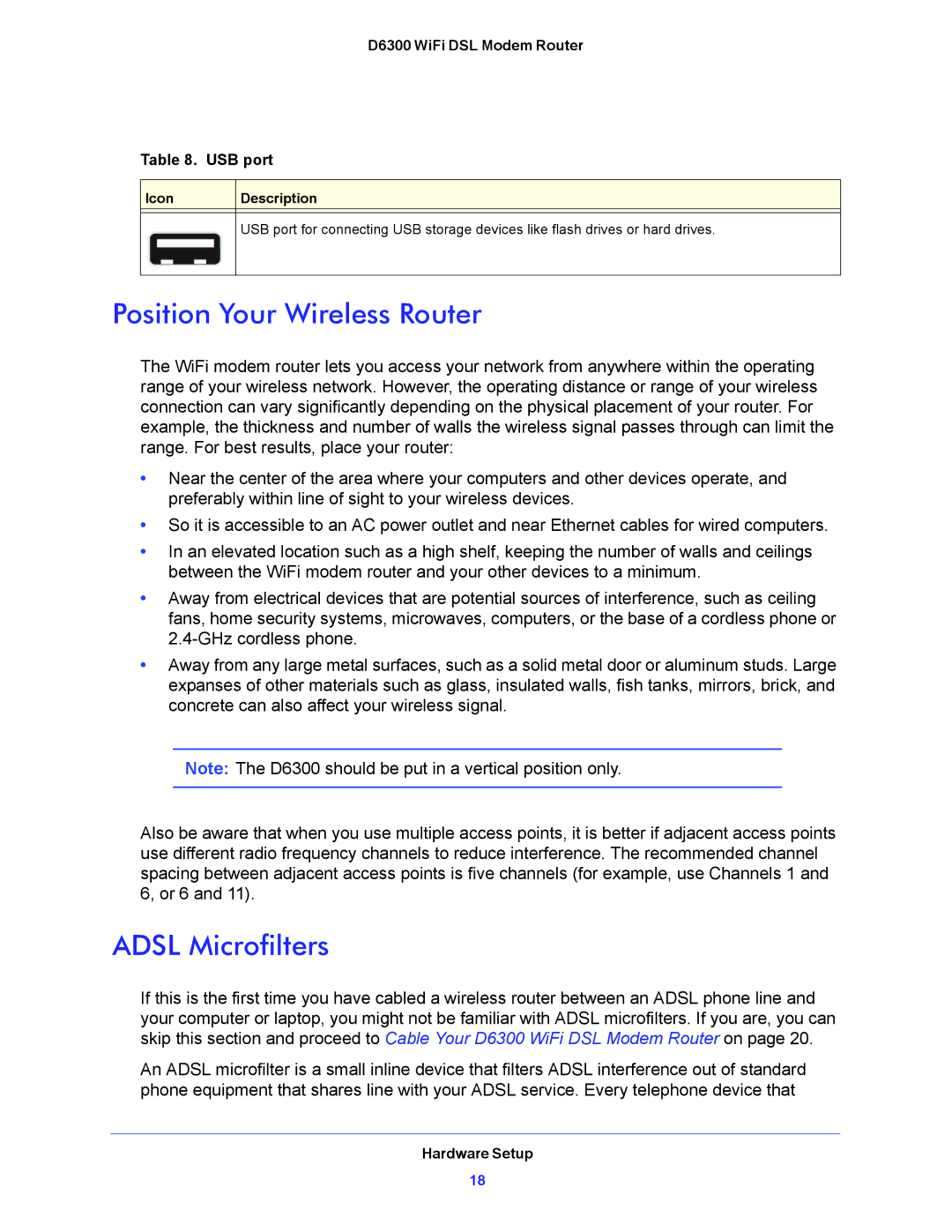 NETGEAR D6300 user manual Position Your Wireless Router, Adsl Microfilters 