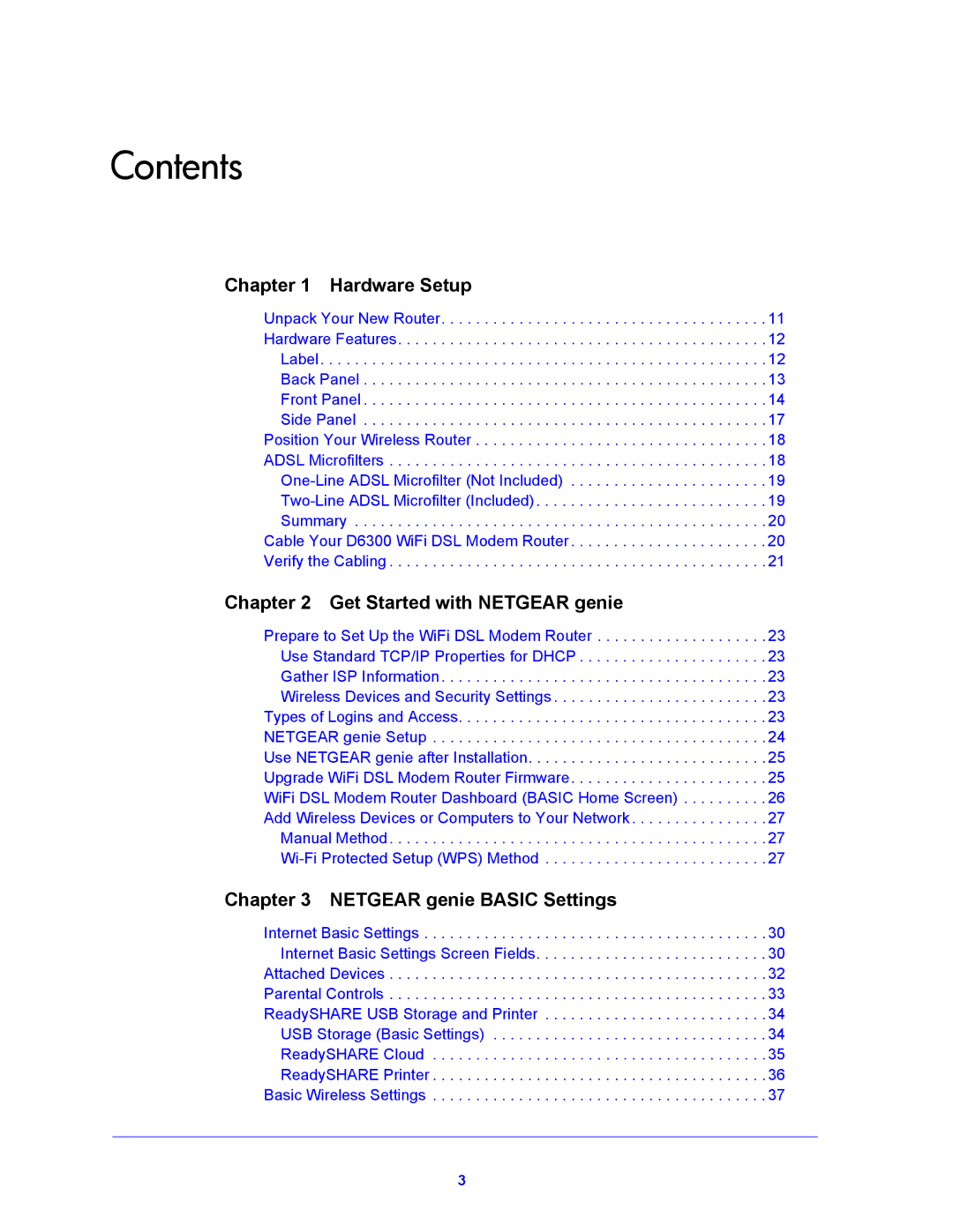 NETGEAR D6300 user manual Contents 