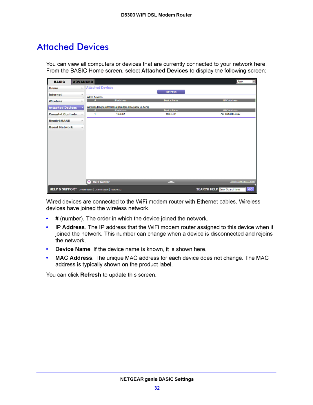 NETGEAR D6300 user manual Attached Devices 