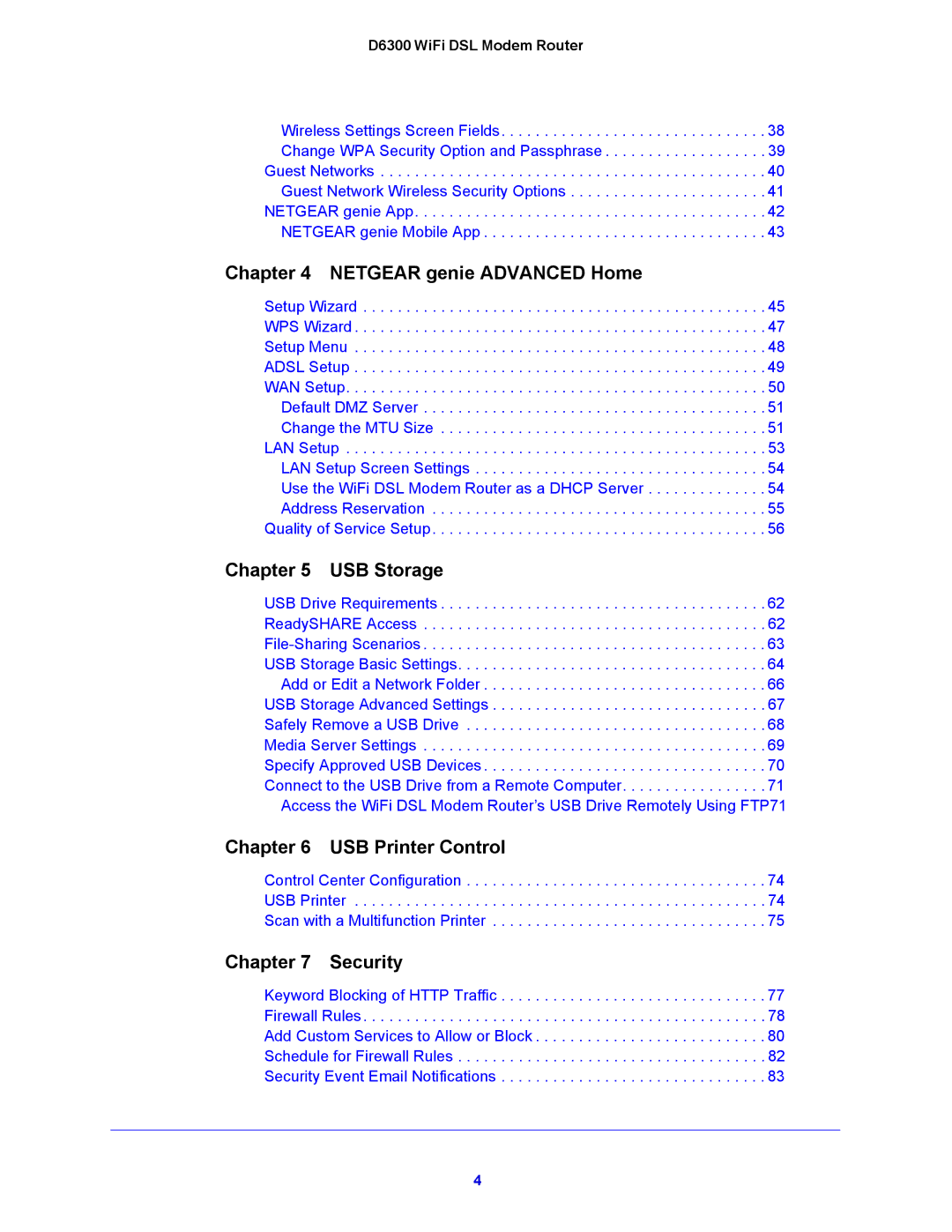 NETGEAR D6300 user manual USB Printer Control 