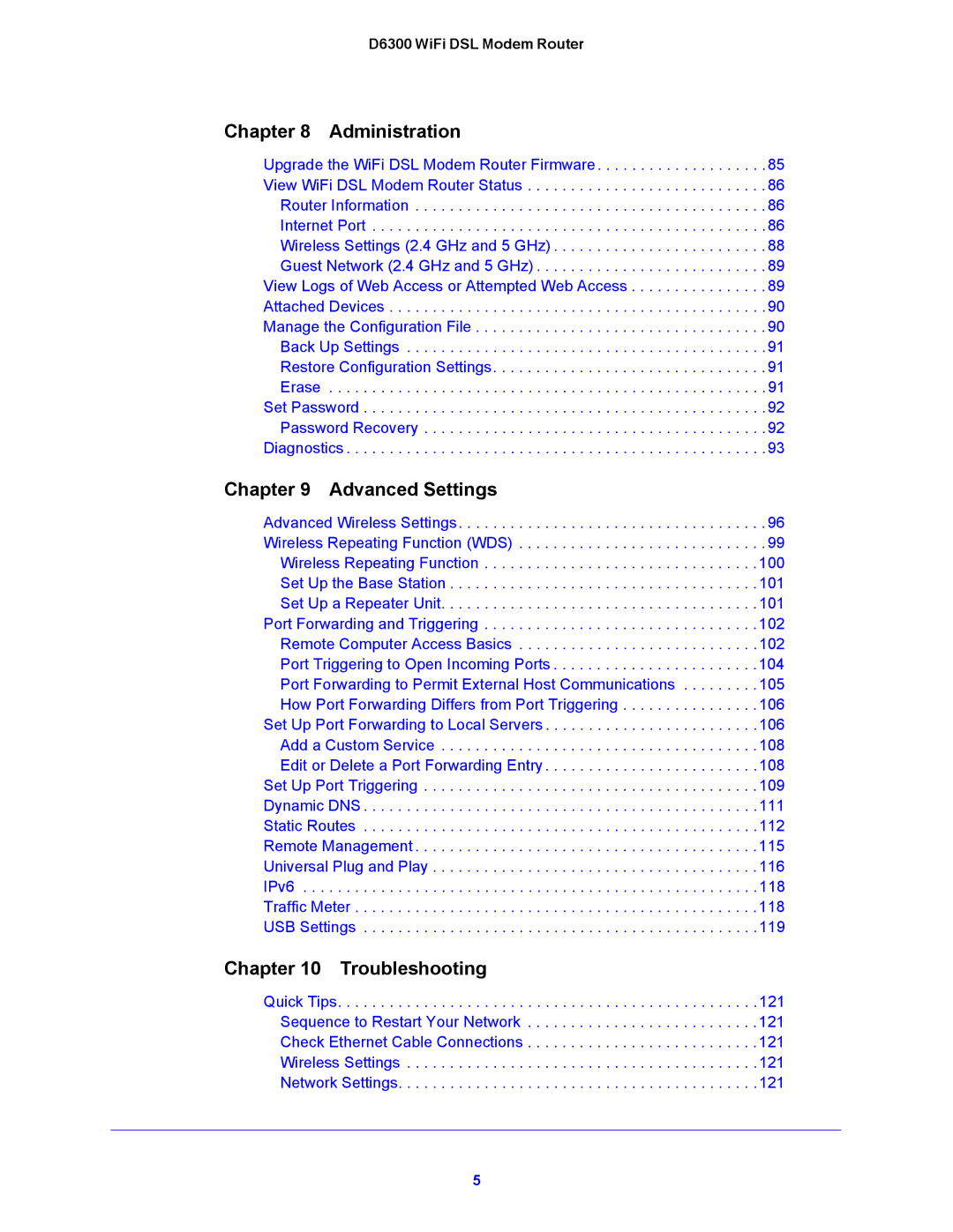 NETGEAR D6300 user manual Administration 