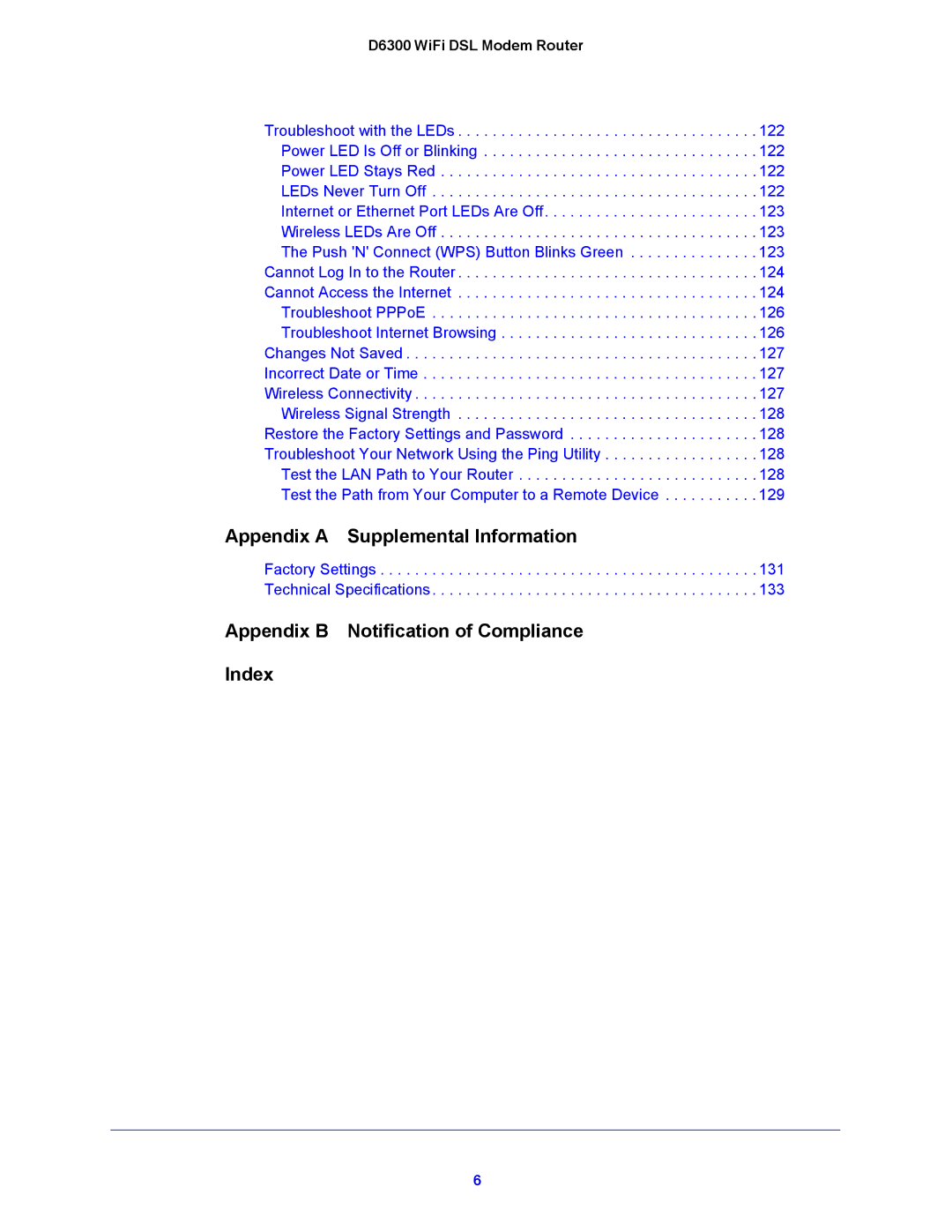 NETGEAR D6300 user manual Appendix a Supplemental Information 