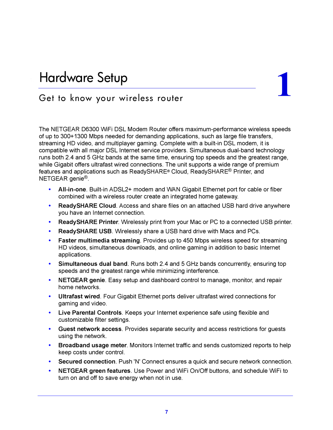 NETGEAR D6300 user manual Hardware Setup 