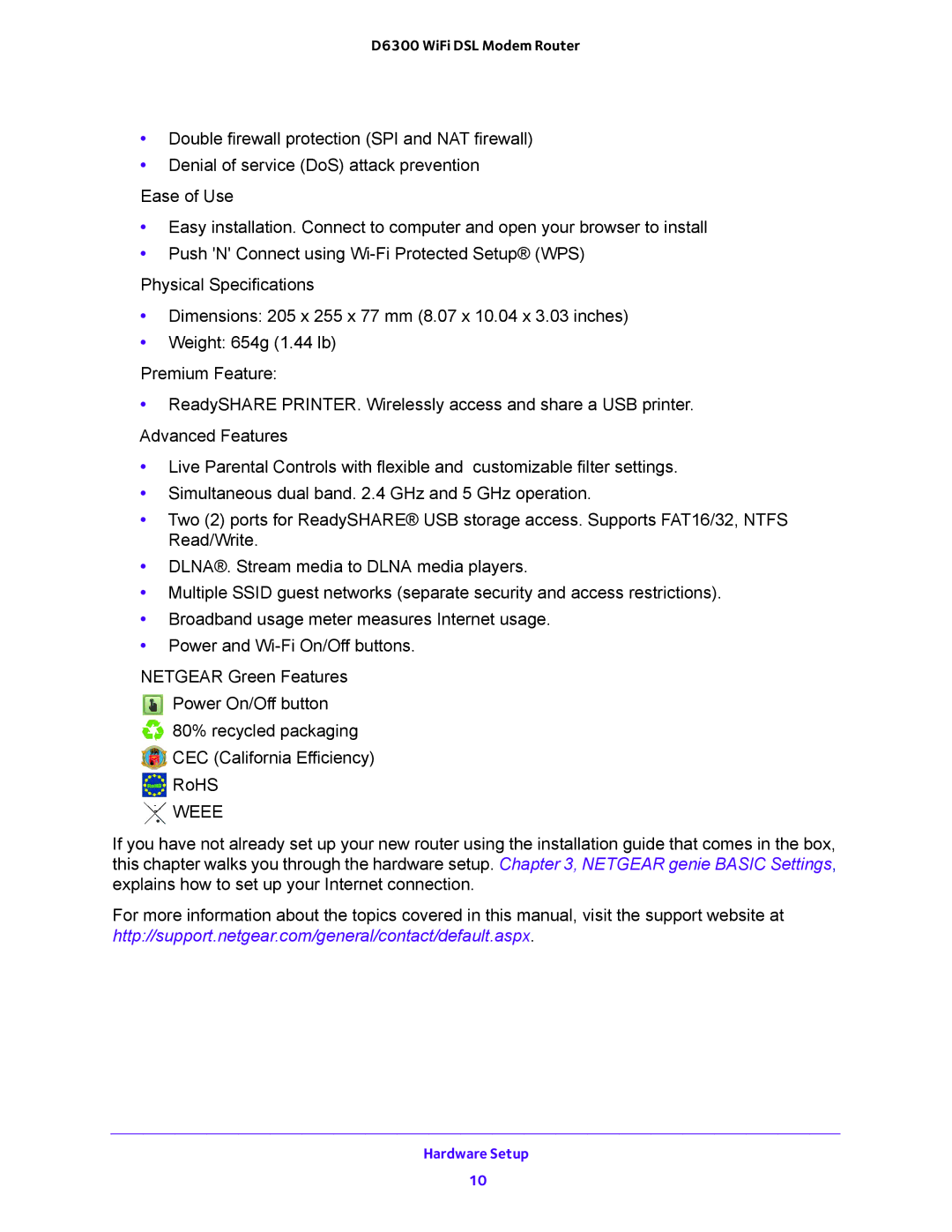 NETGEAR D6300 user manual Weee 