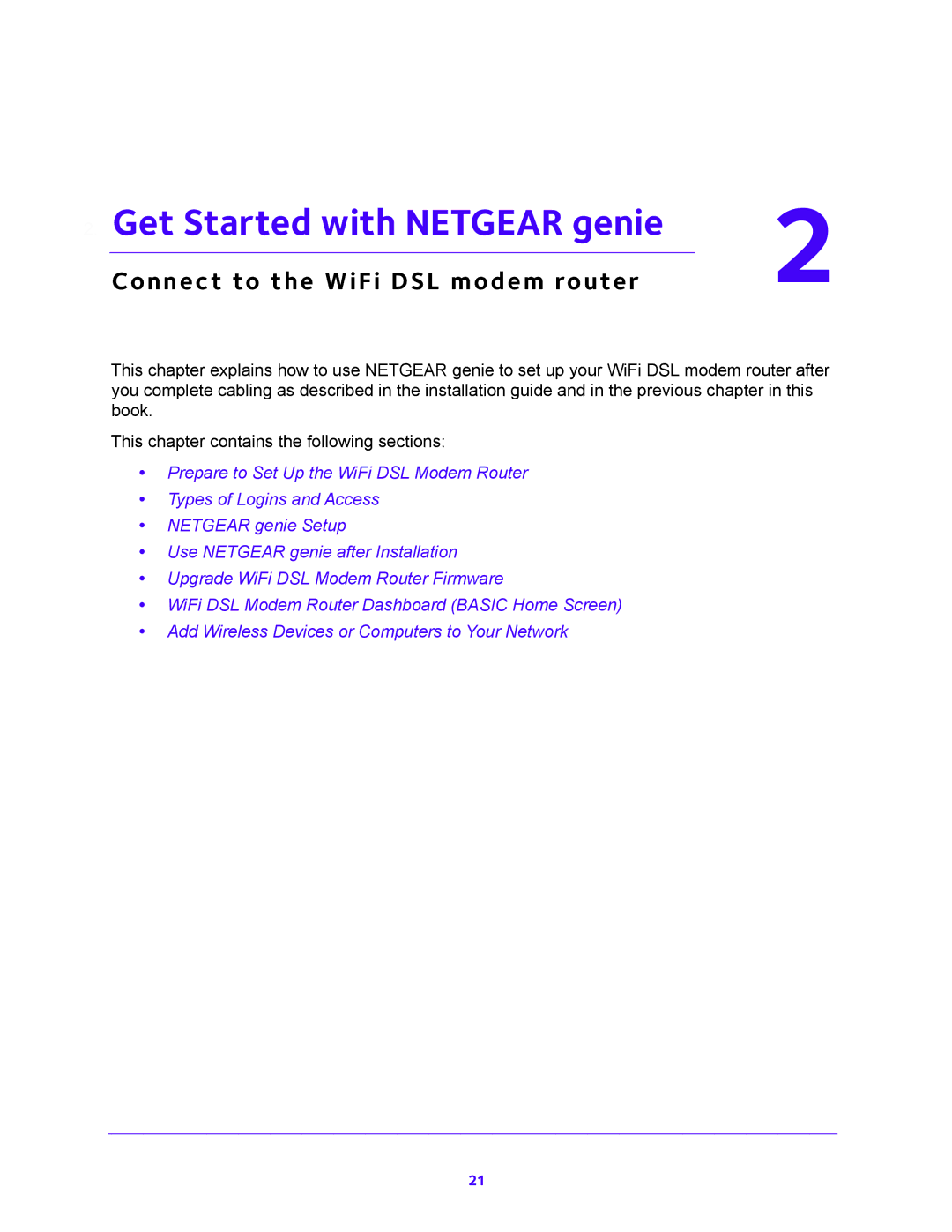 NETGEAR D6300 user manual Get Started with Netgear genie 