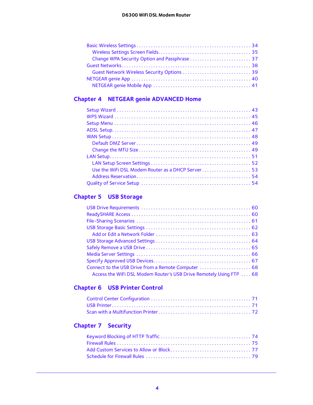 NETGEAR D6300 user manual USB Printer Control 