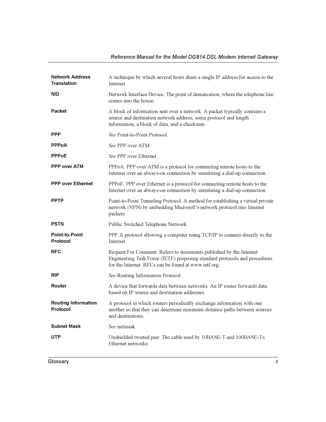 NETGEAR DG814 DSL manual Internet 