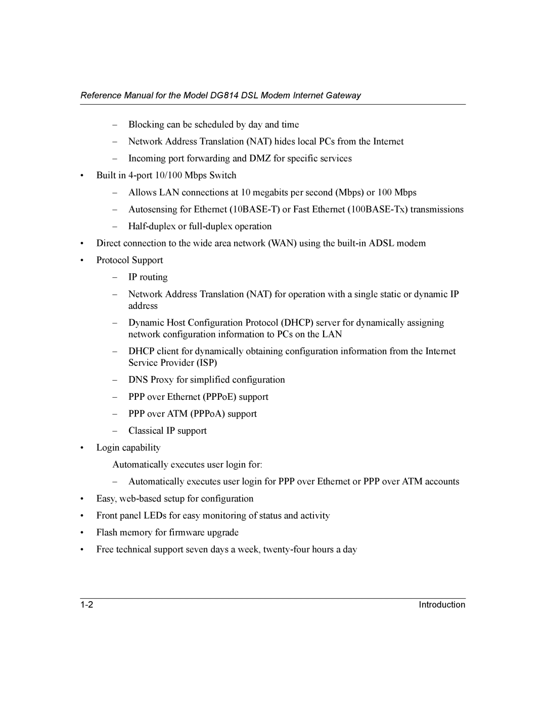 NETGEAR DG814 DSL manual Introduction 