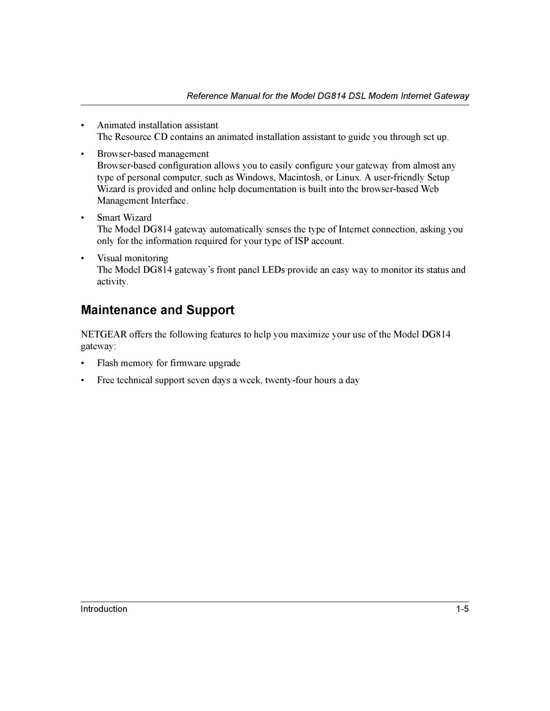 NETGEAR DG814 DSL manual Maintenance and Support 