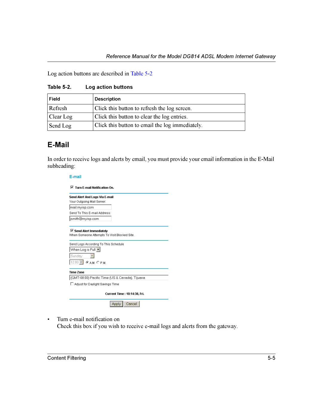 NETGEAR DG814 DSL manual Mail 