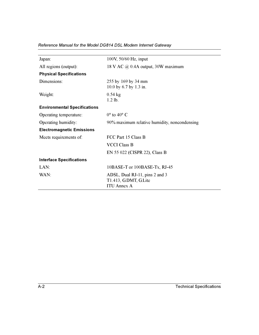 NETGEAR DG814 DSL manual Lan 