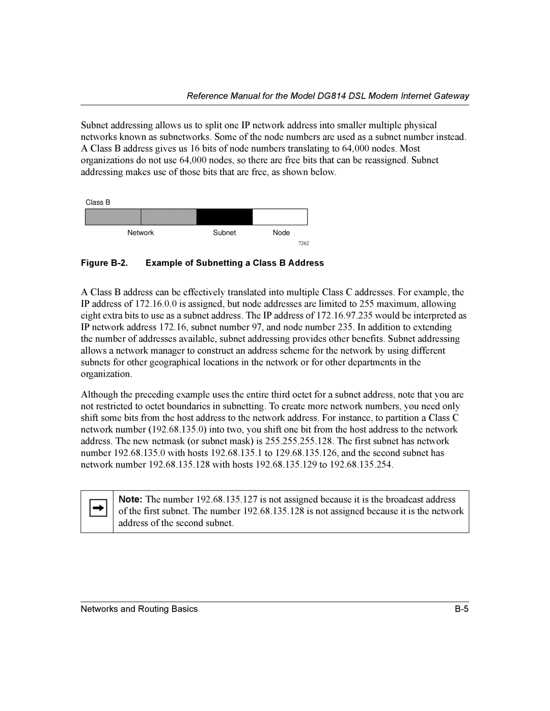 NETGEAR DG814 DSL manual Figure B-2. Example of Subnetting a Class B Address 