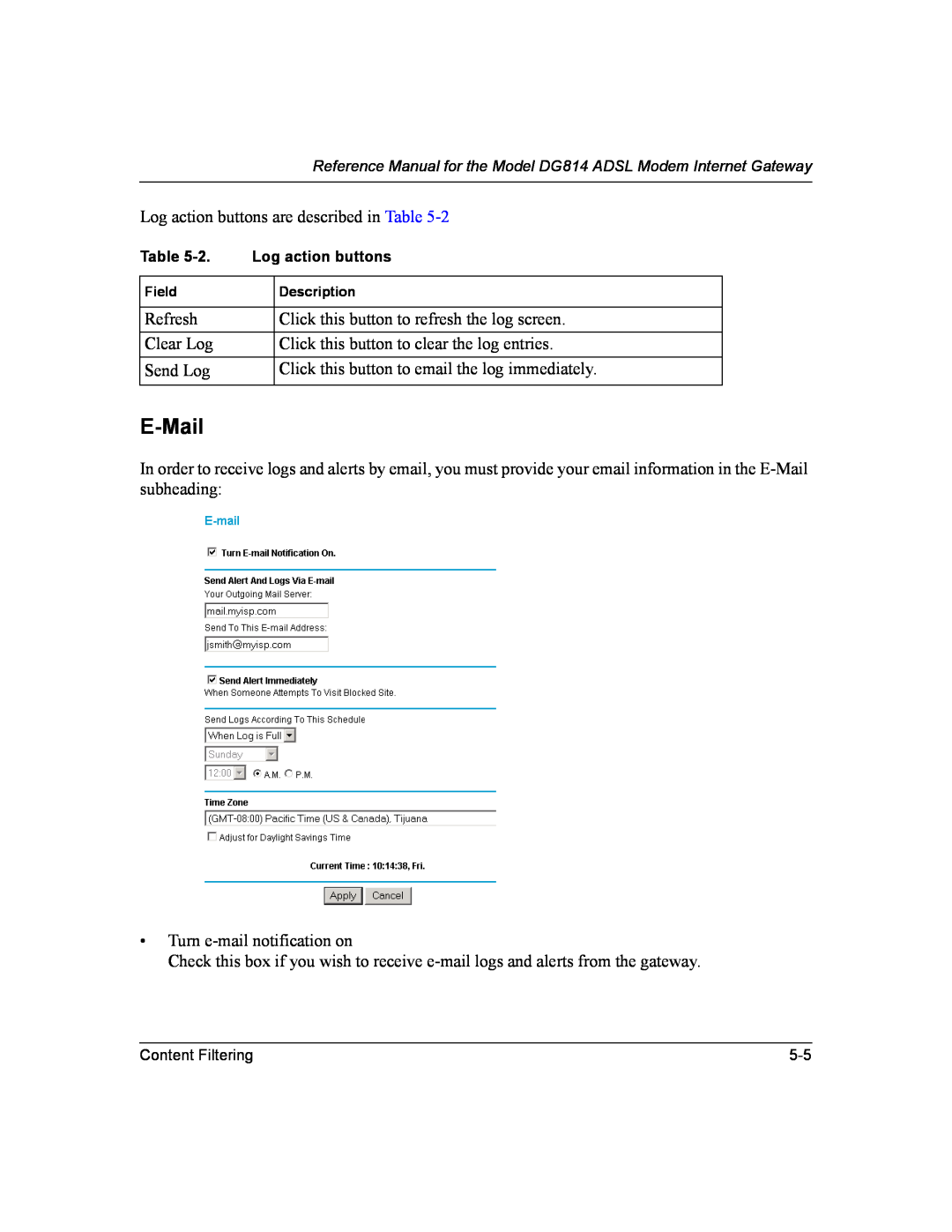 NETGEAR DG814 DSL manual E-Mail 