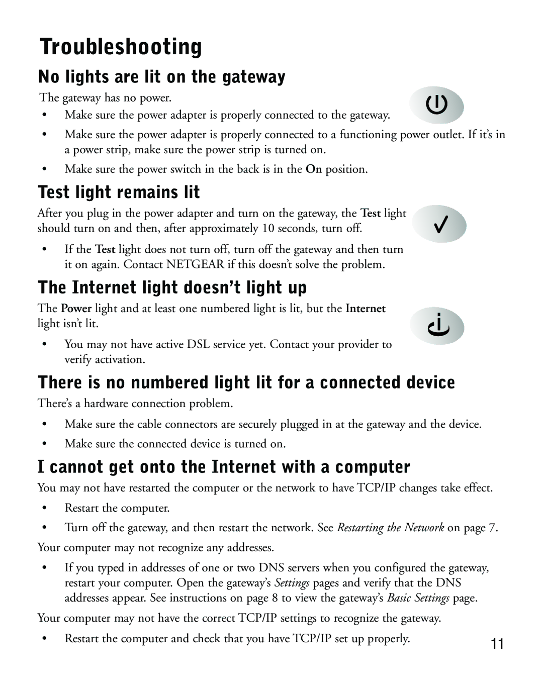 NETGEAR DG814 manual Troubleshooting 