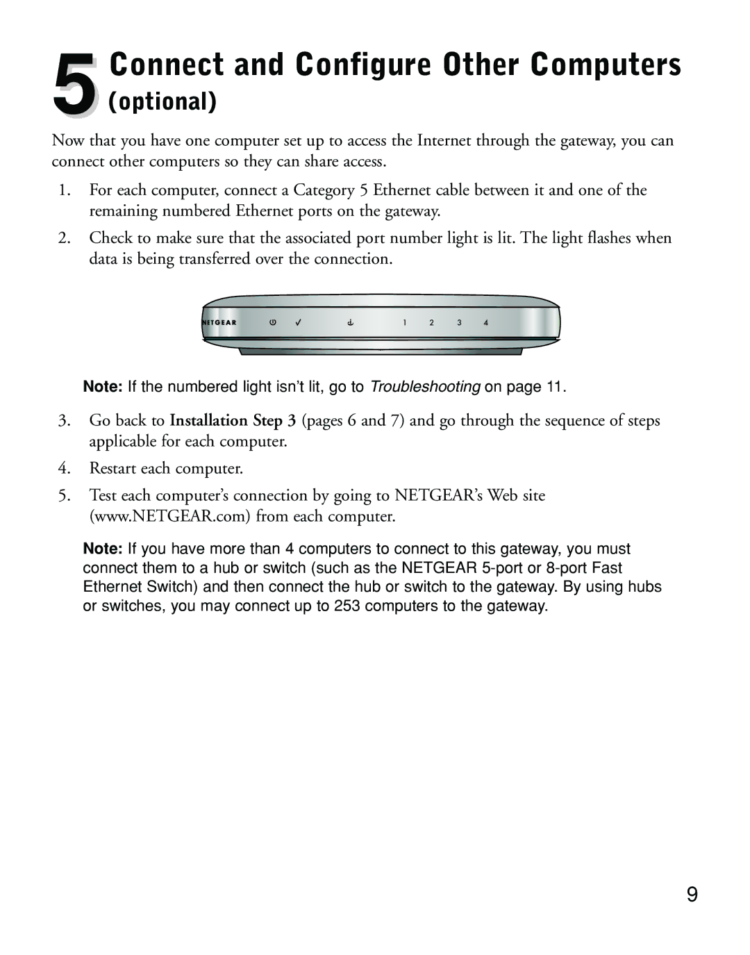 NETGEAR DG814 manual Connect and Configure Other Computers, 5optional 