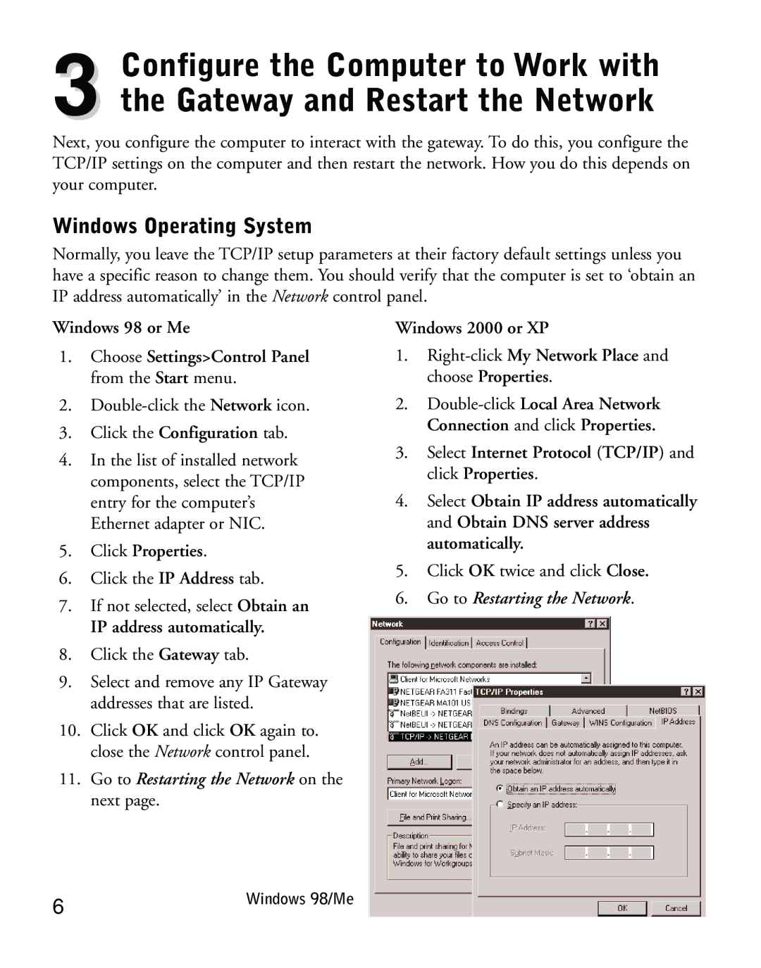 NETGEAR DG814 manual Windows Operating System 