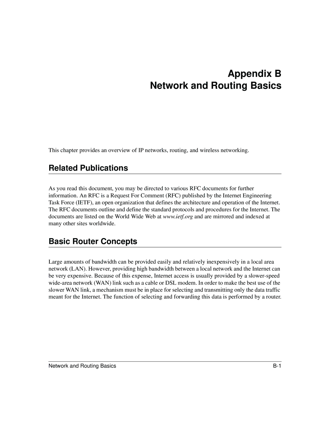 NETGEAR DG824M manual Appendix B Network and Routing Basics, Related Publications Basic Router Concepts 