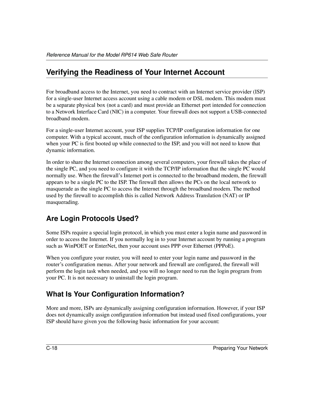 NETGEAR DG824M manual Verifying the Readiness of Your Internet Account, Are Login Protocols Used? 