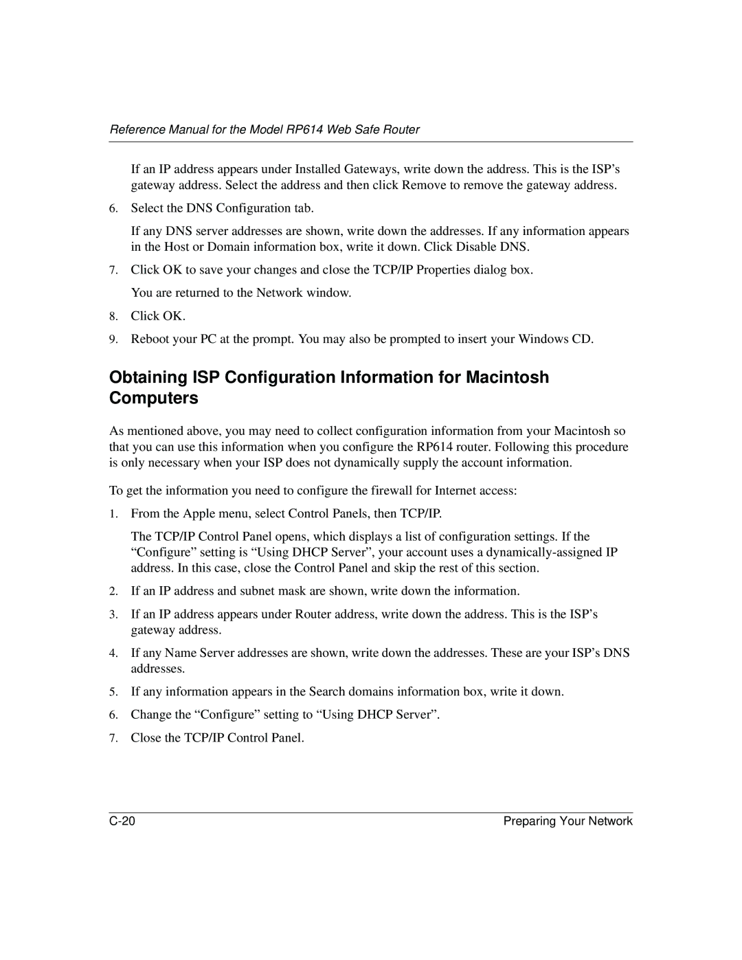 NETGEAR DG824M manual Reference Manual for the Model RP614 Web Safe Router 