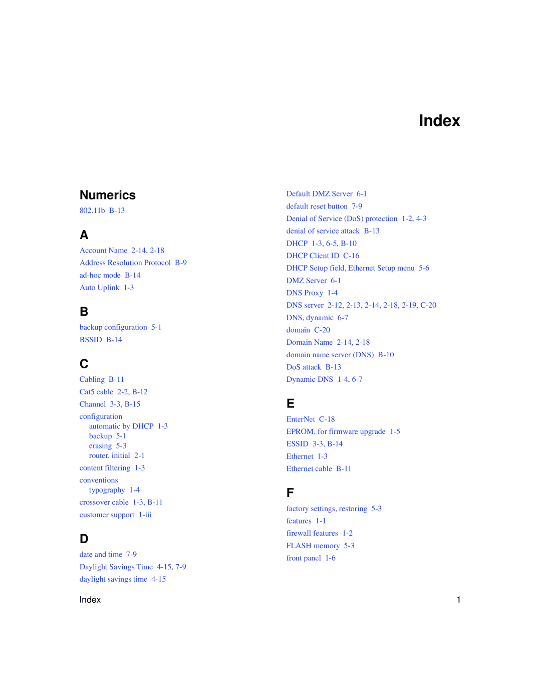 NETGEAR DG824M manual Index, Numerics 