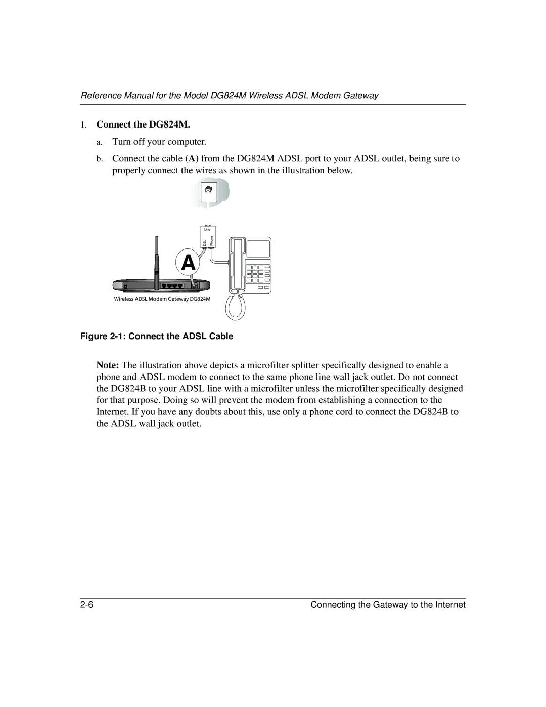 NETGEAR manual Connect the DG824M 