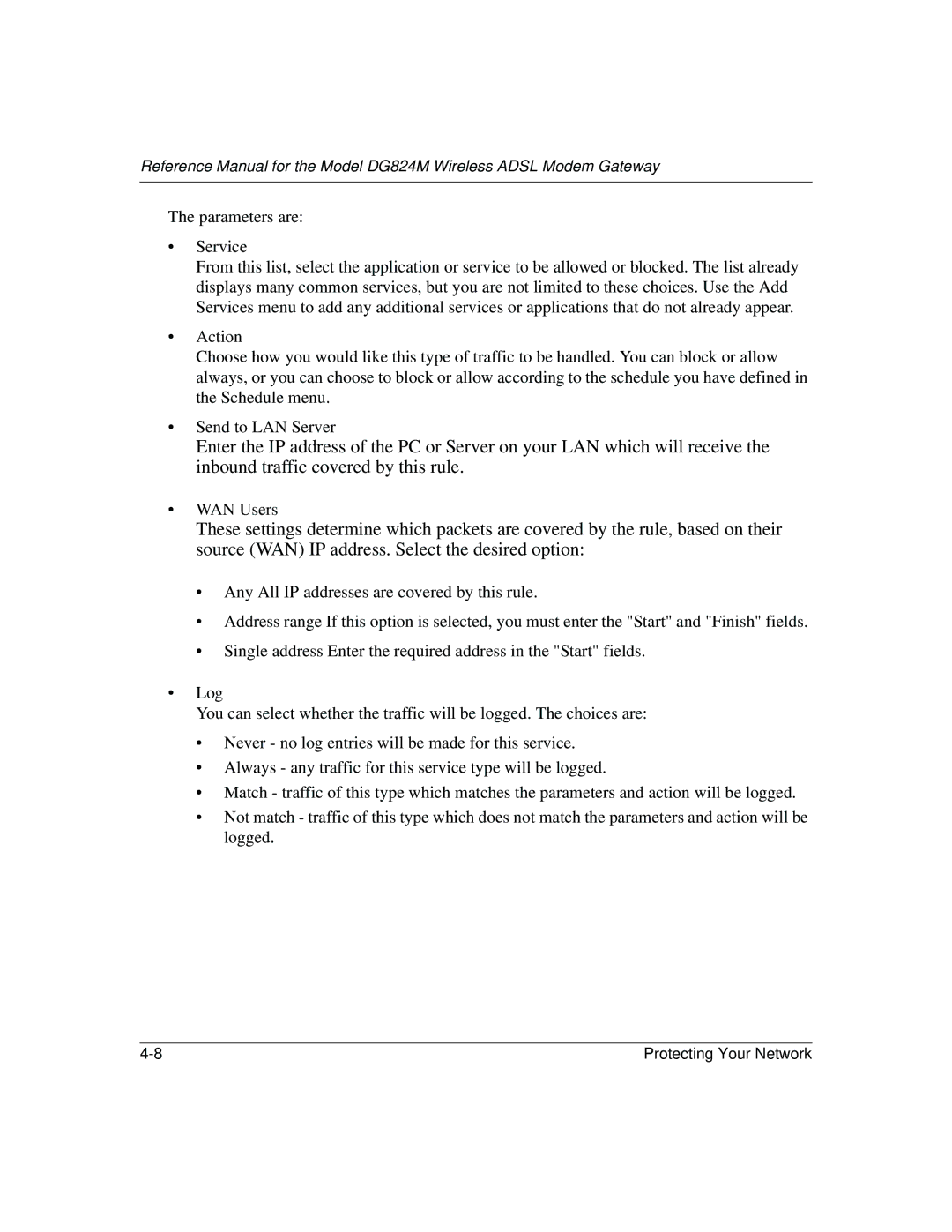 NETGEAR DG824M manual WAN Users 