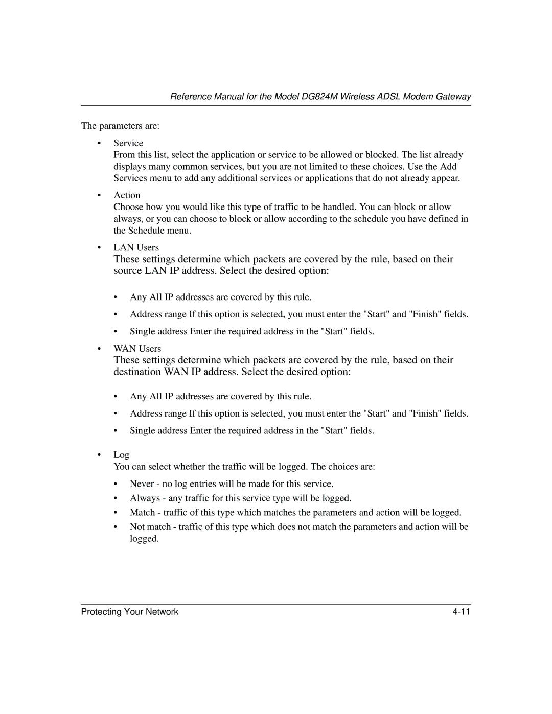 NETGEAR DG824M manual Protecting Your Network 