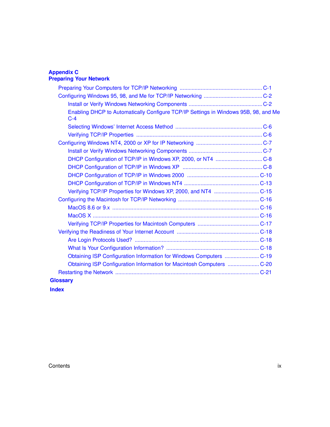 NETGEAR DG824M manual Glossary Index 