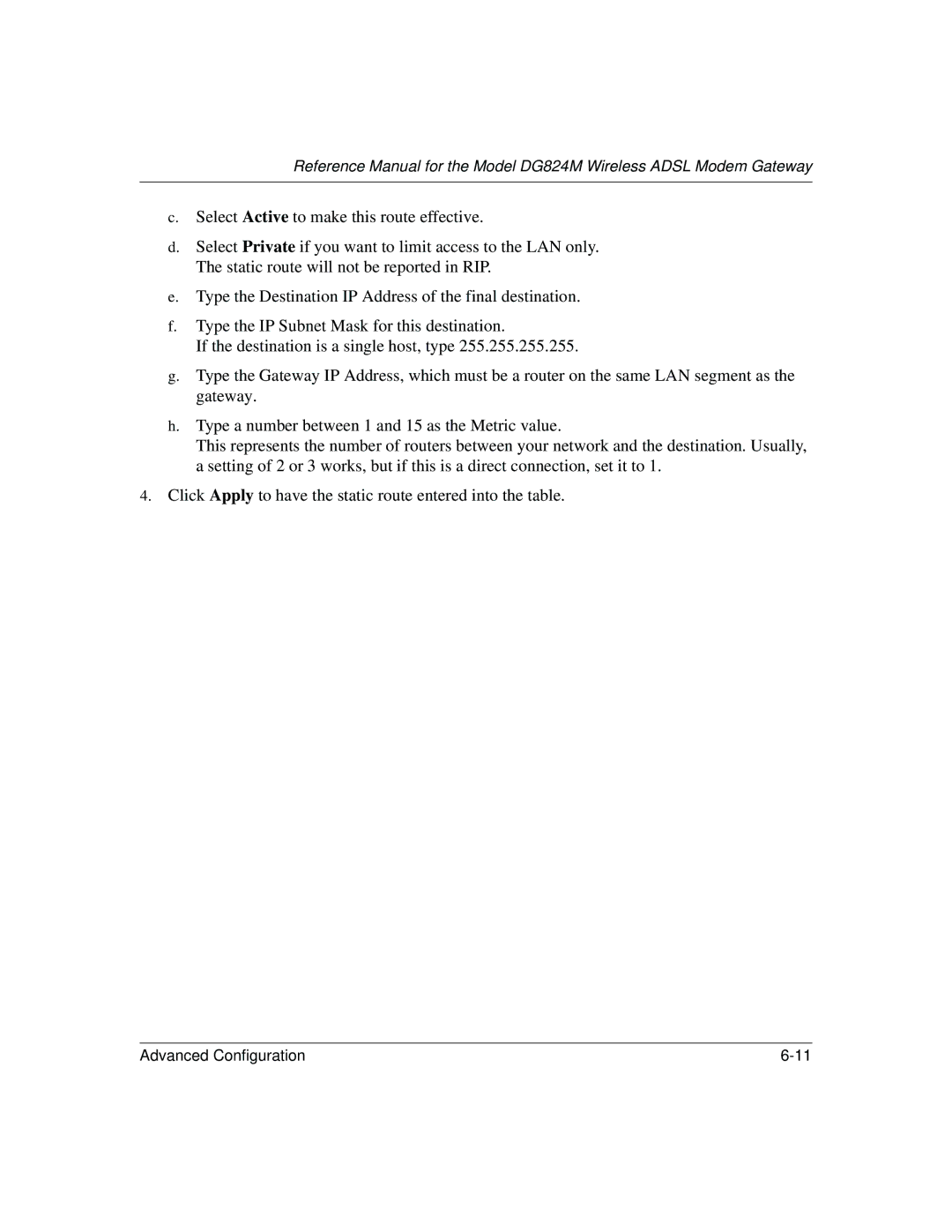 NETGEAR DG824M manual Advanced Configuration 