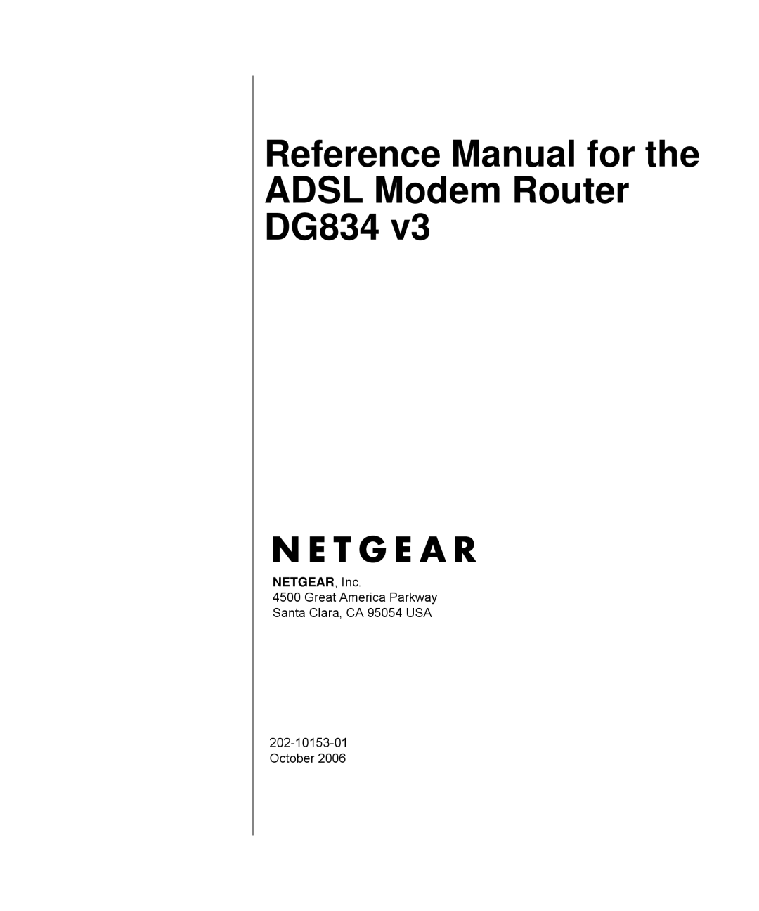 NETGEAR DG834 V3 manual Reference Manual for the Adsl Modem Router DG834 