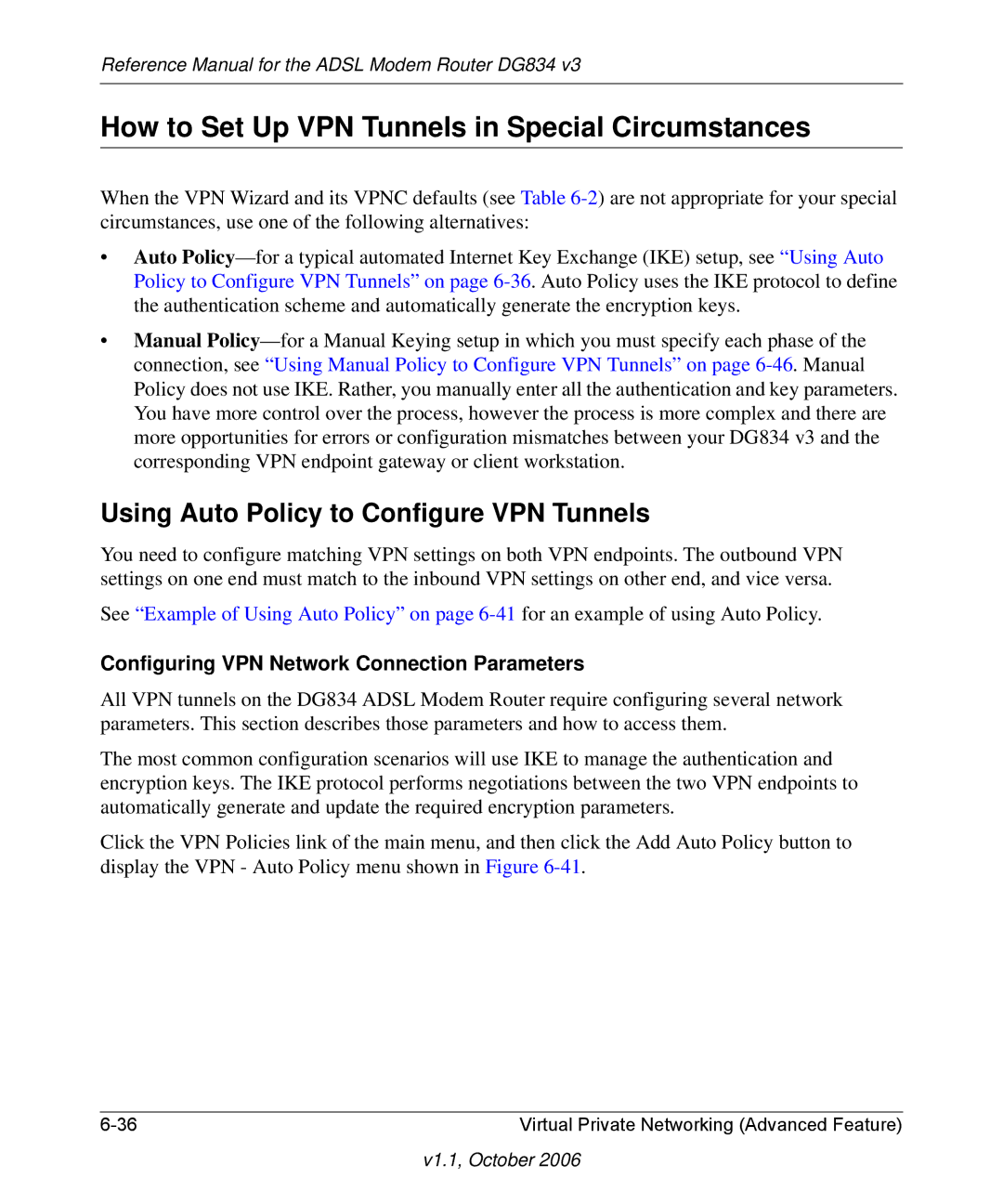 NETGEAR DG834 V3 manual How to Set Up VPN Tunnels in Special Circumstances, Using Auto Policy to Configure VPN Tunnels 