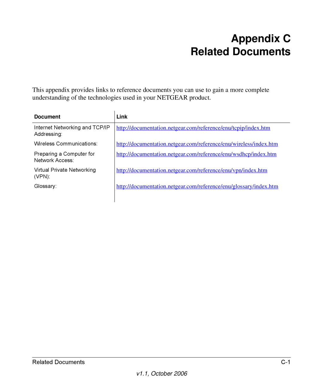 NETGEAR DG834 V3 manual Appendix C Related Documents 