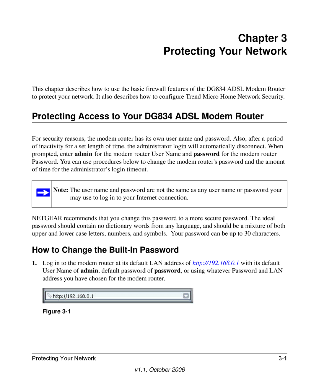 NETGEAR DG834 V3 manual Protecting Access to Your DG834 Adsl Modem Router, How to Change the Built-In Password 