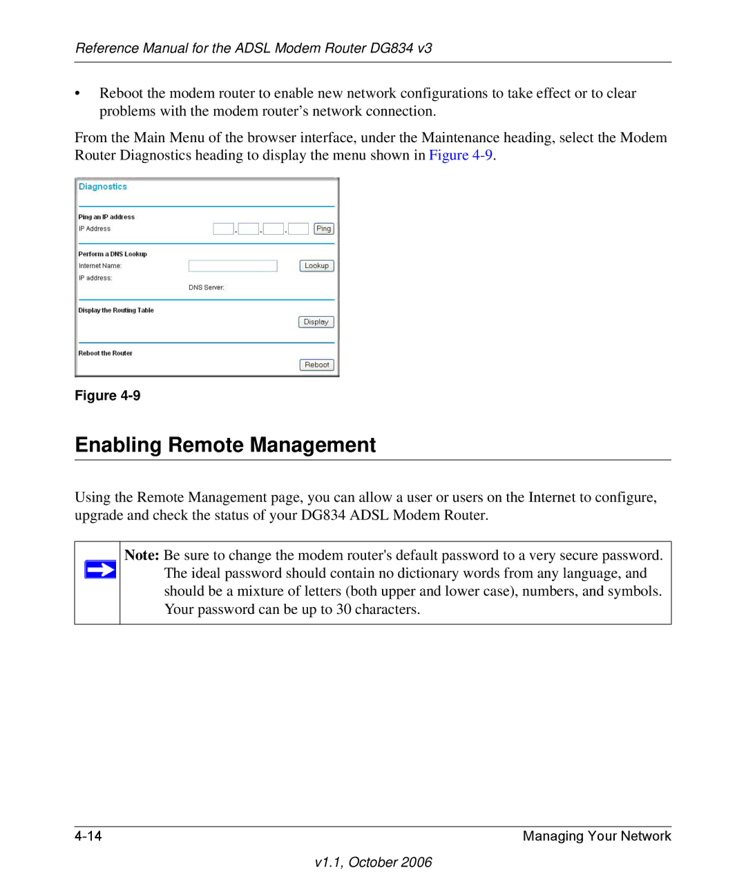 NETGEAR DG834 V3 manual Enabling Remote Management 