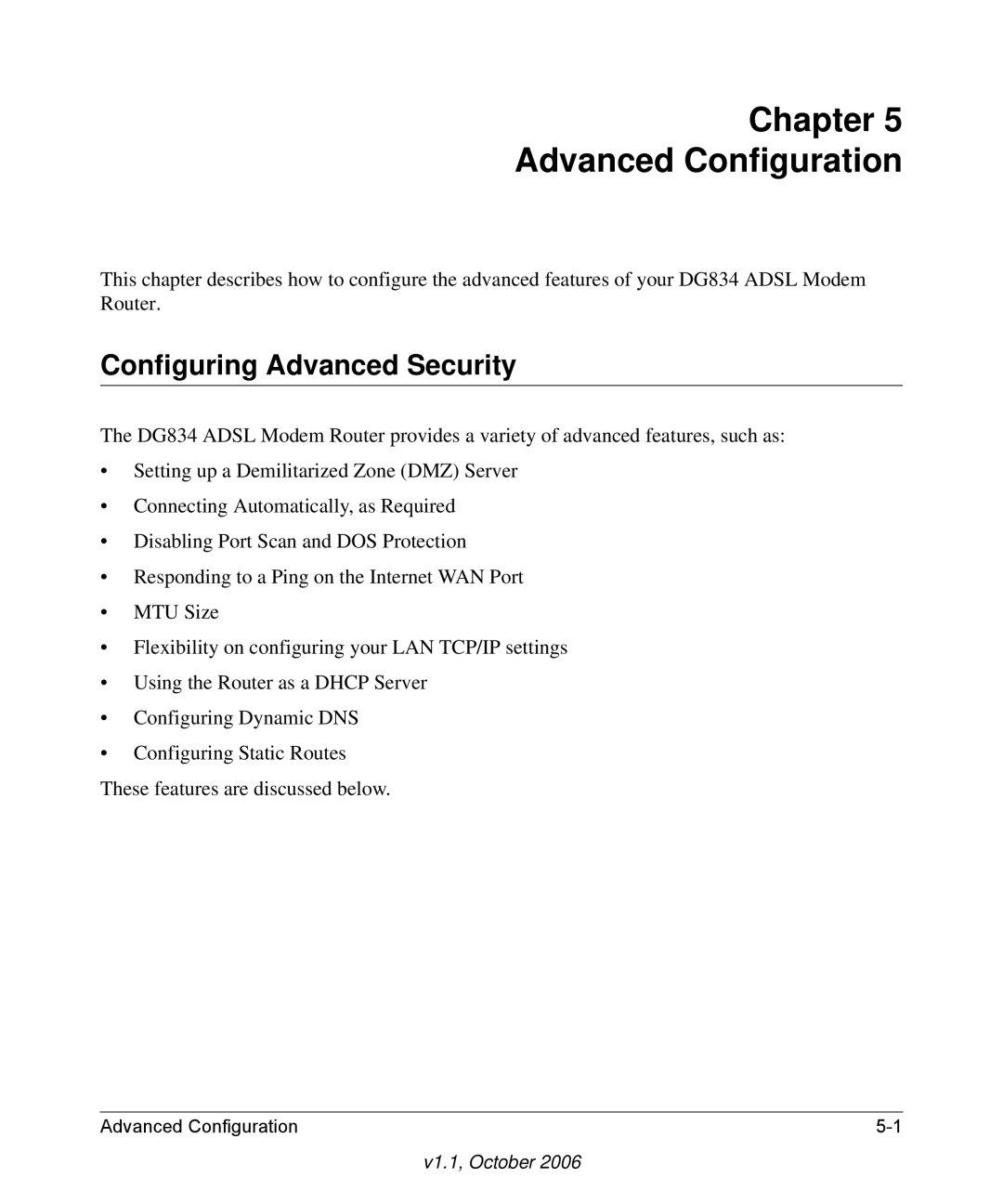 NETGEAR DG834 V3 manual Chapter Advanced Configuration, Configuring Advanced Security 