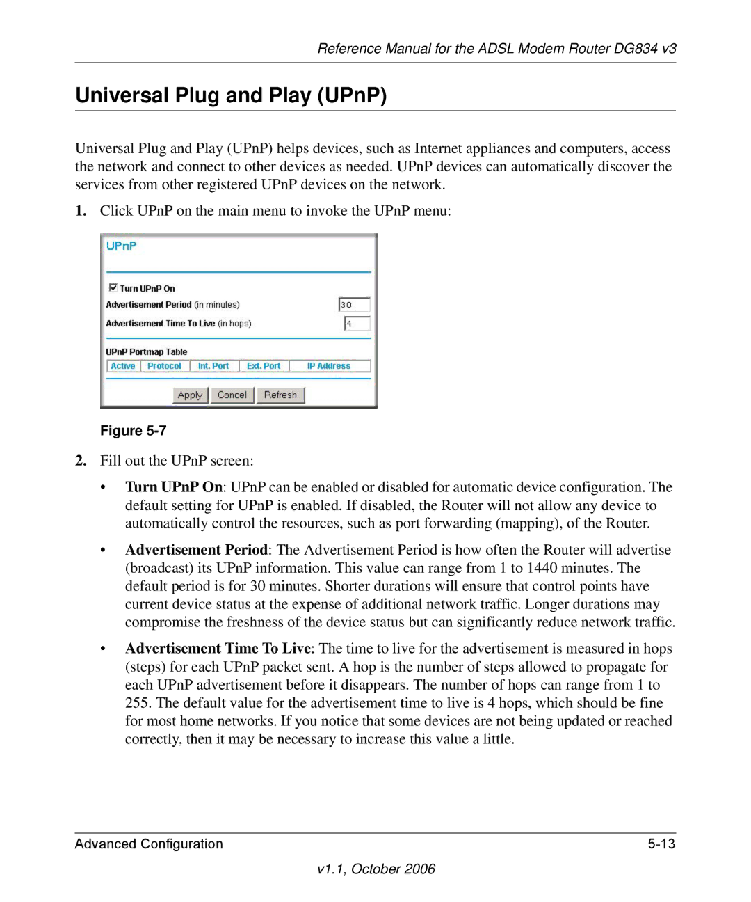 NETGEAR DG834 V3 manual Universal Plug and Play UPnP 