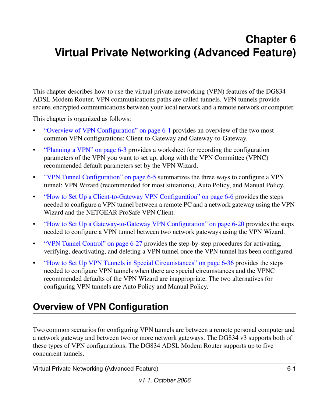 NETGEAR DG834 V3 manual Virtual Private Networking Advanced Feature, Overview of VPN Configuration 