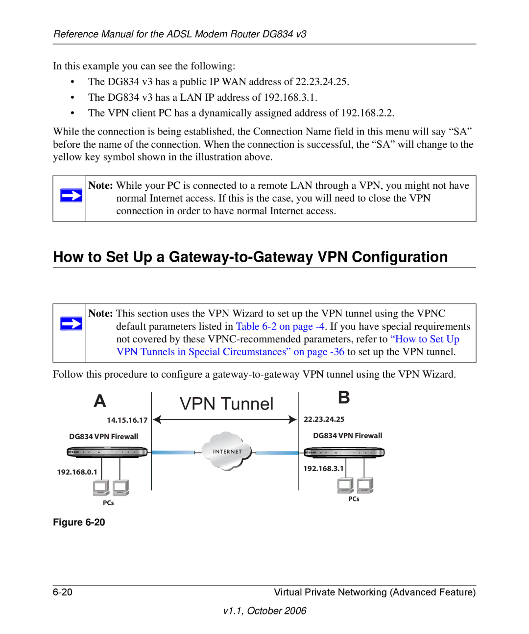 NETGEAR DG834 V3 manual VPN Tunnel 