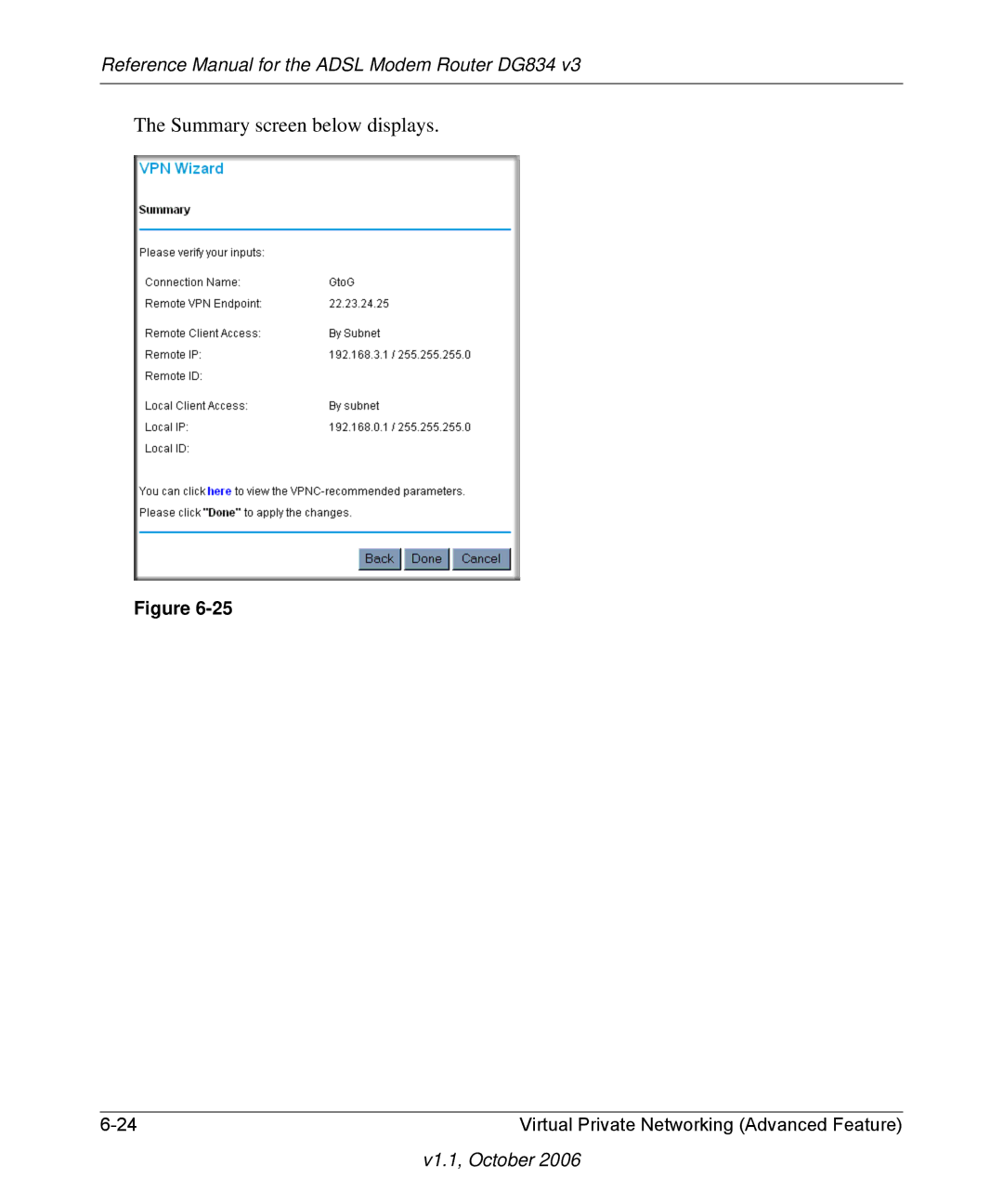 NETGEAR DG834 V3 manual Summary screen below displays 