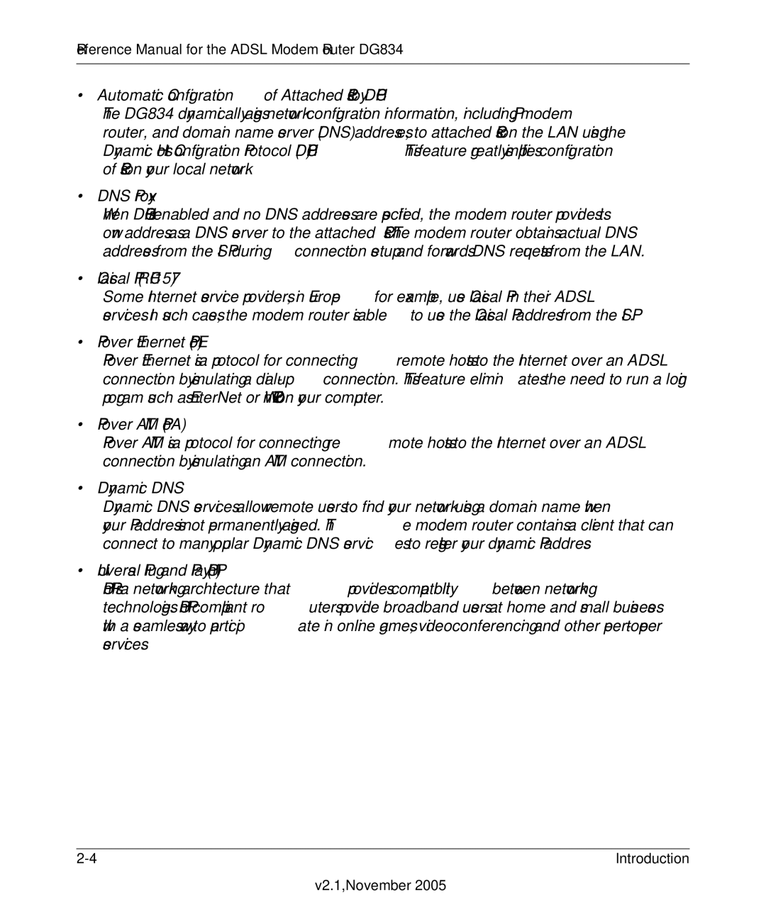 NETGEAR appendix Reference Manual for the Adsl Modem Router DG834 