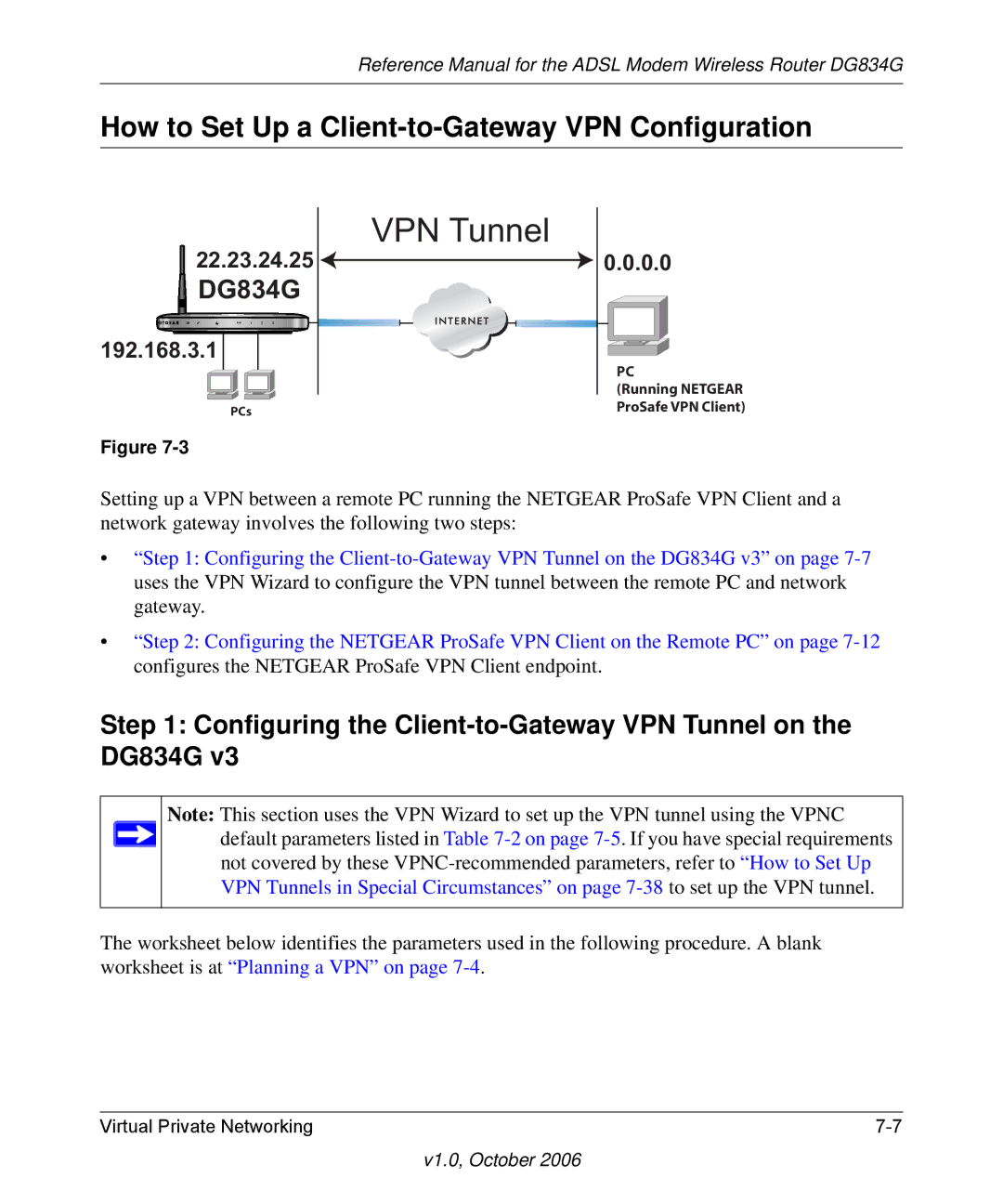 NETGEAR DG834G manual VPN Tunnel 