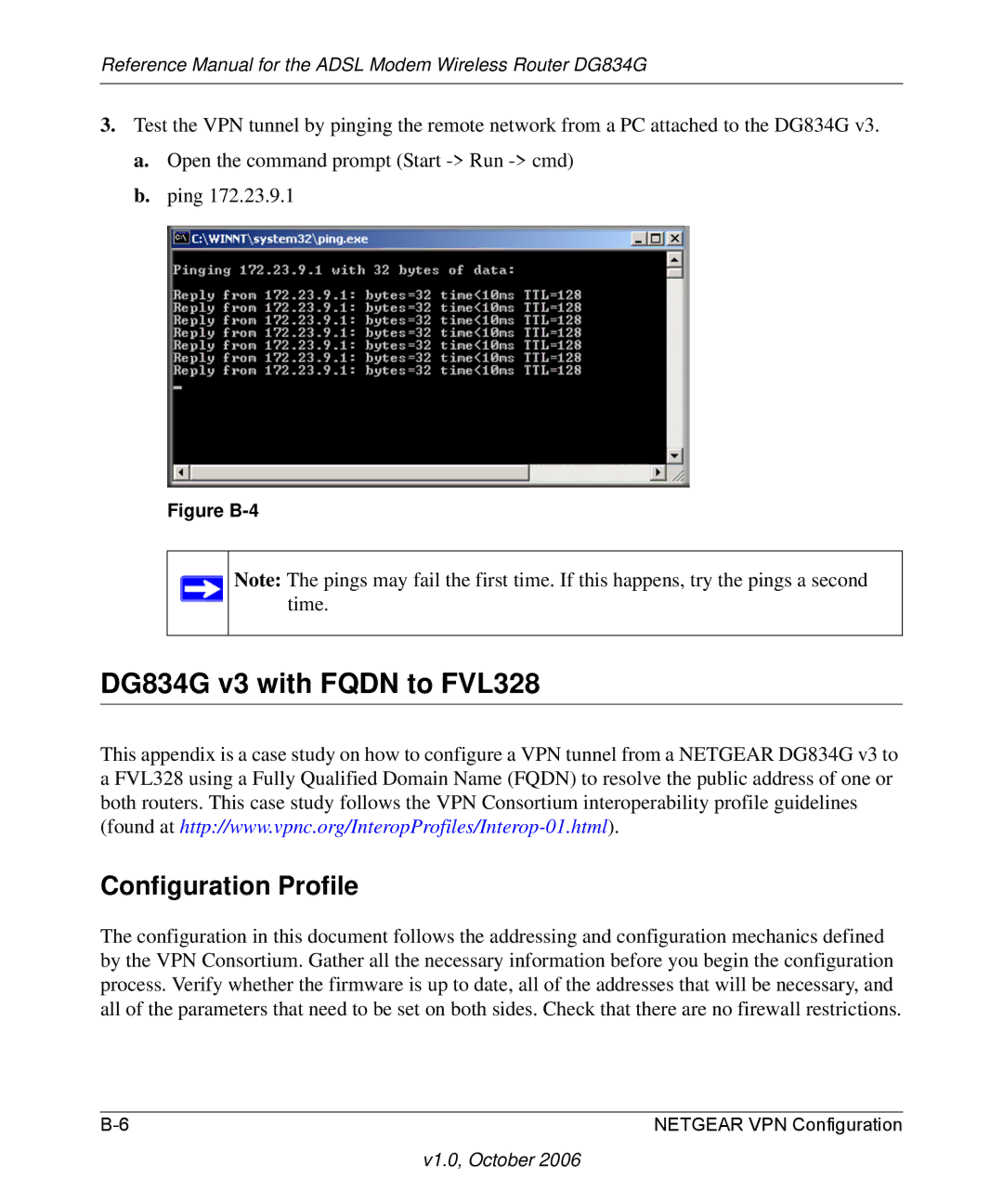 NETGEAR manual DG834G v3 with Fqdn to FVL328, Figure B-4 