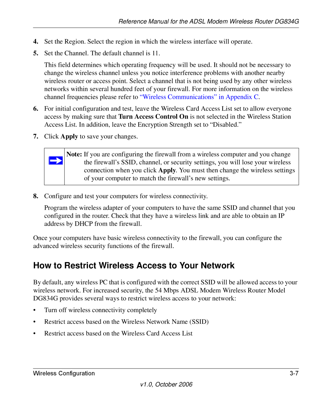 NETGEAR DG834G manual How to Restrict Wireless Access to Your Network 