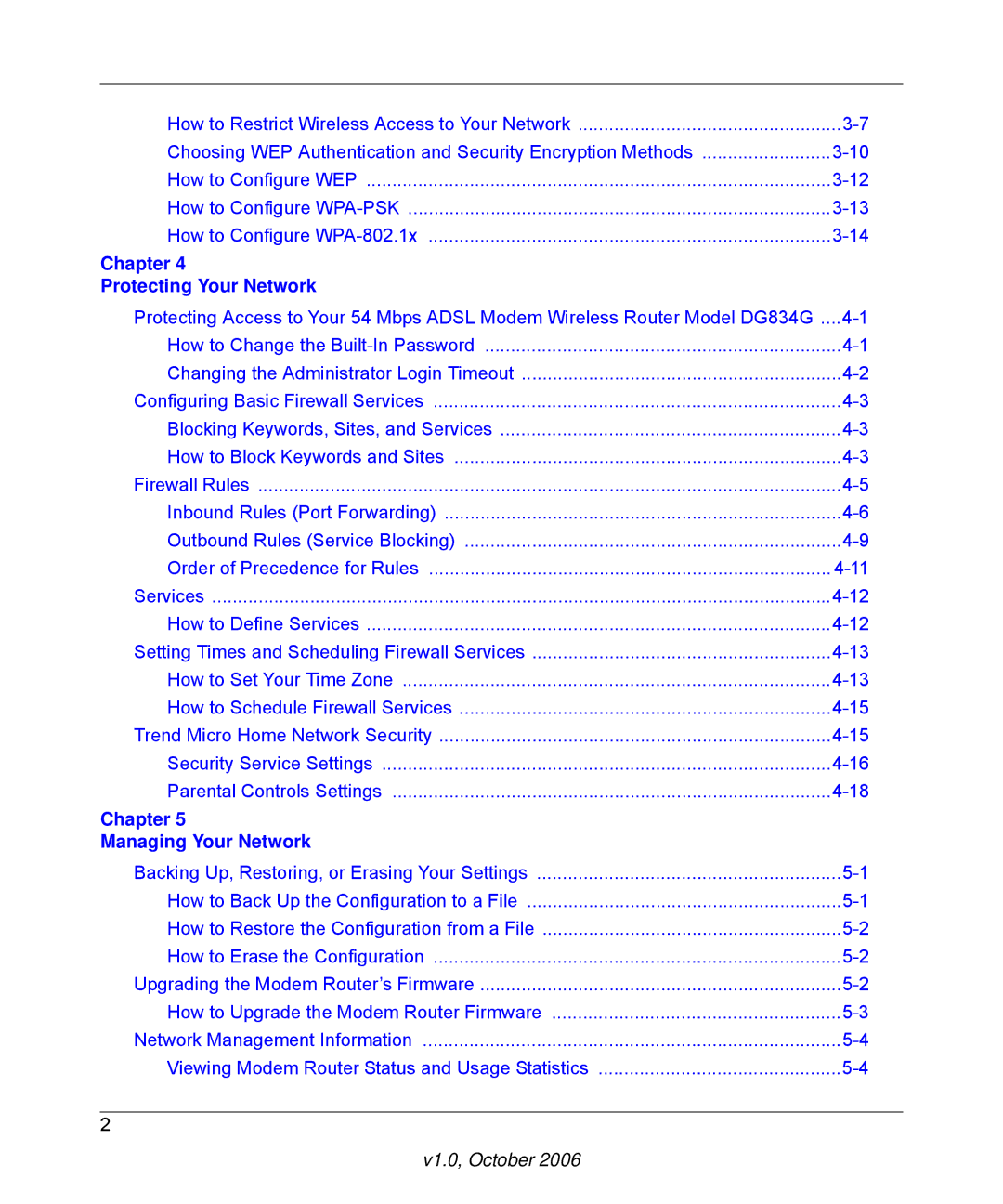 NETGEAR DG834G manual Chapter Protecting Your Network 