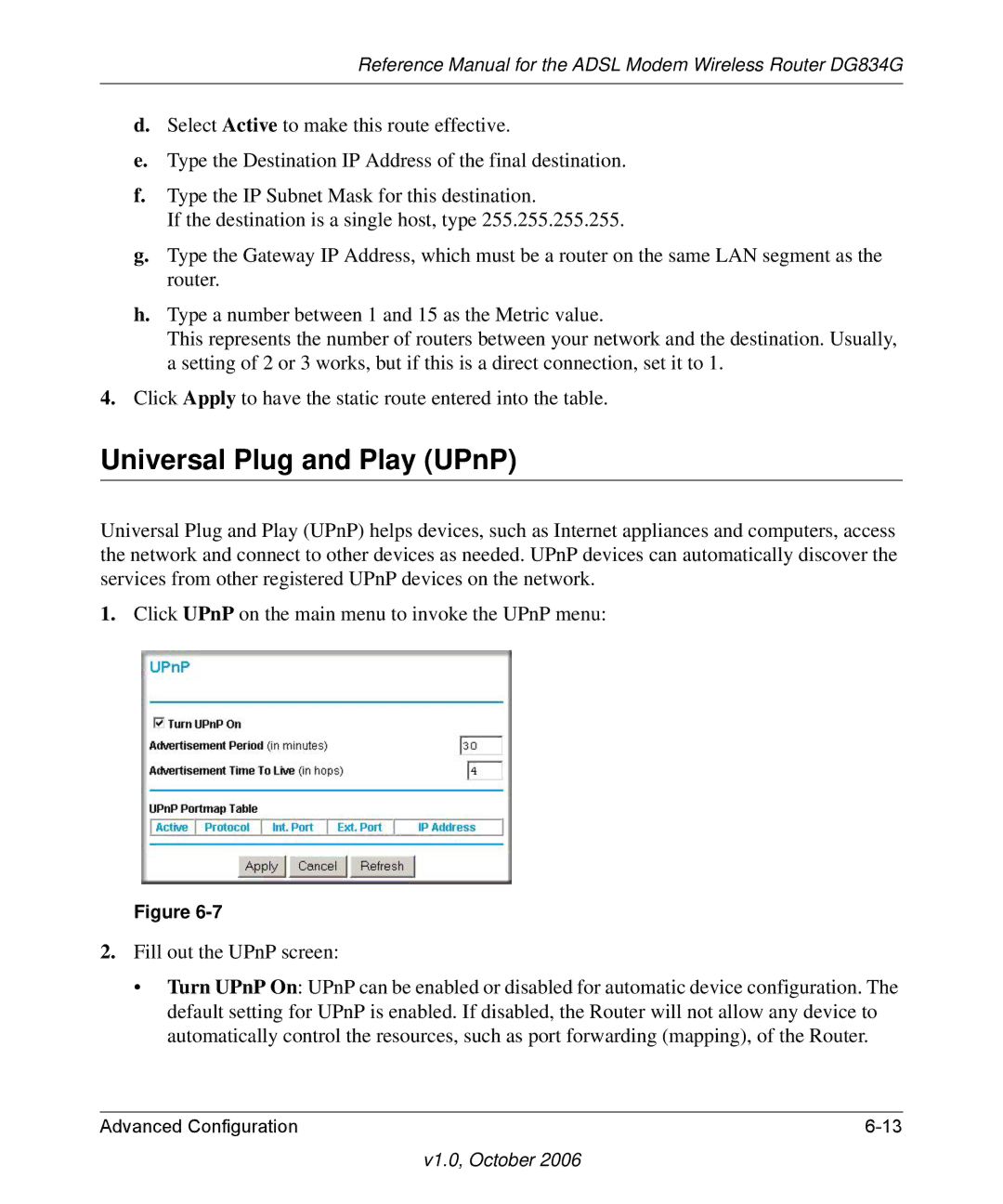 NETGEAR DG834G manual Universal Plug and Play UPnP 