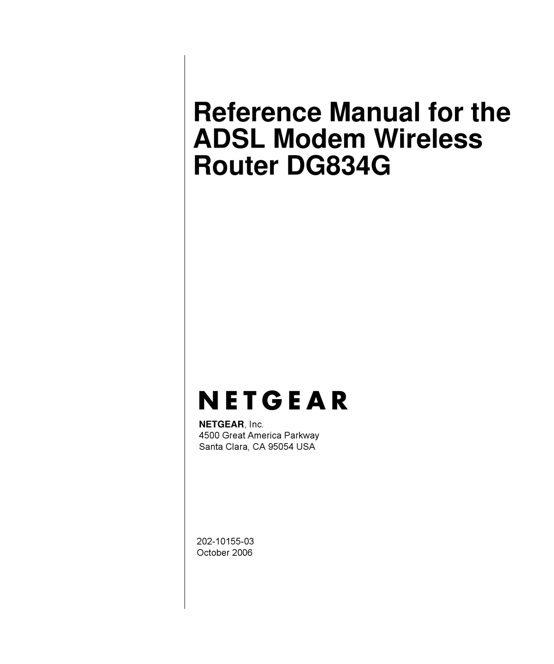 NETGEAR manual Reference Manual for the Adsl Modem Wireless Router DG834G 