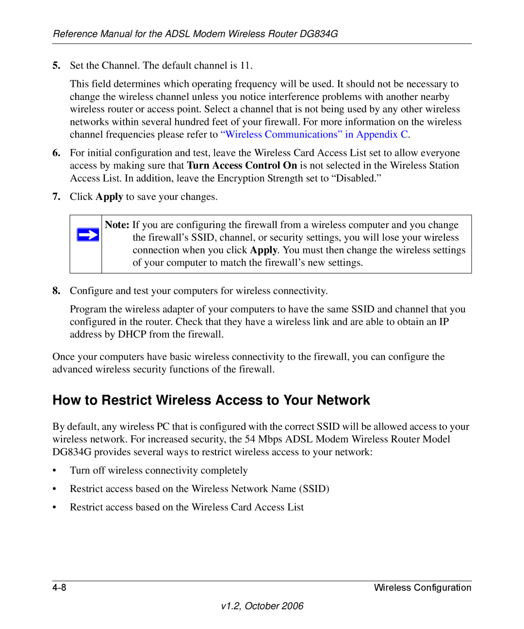 NETGEAR DG834G manual How to Restrict Wireless Access to Your Network 